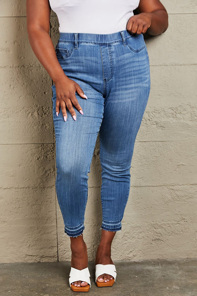 Judy Blue Janavie Full Size High Waisted Pull On Skinny Jeans-Authentically Radd Women's Online Boutique in Endwell, New York