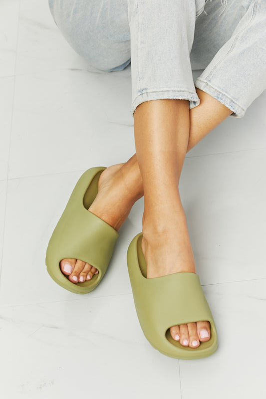 NOOK JOI In My Comfort Zone Slides in Green-Authentically Radd Women's Online Boutique in Endwell, New York