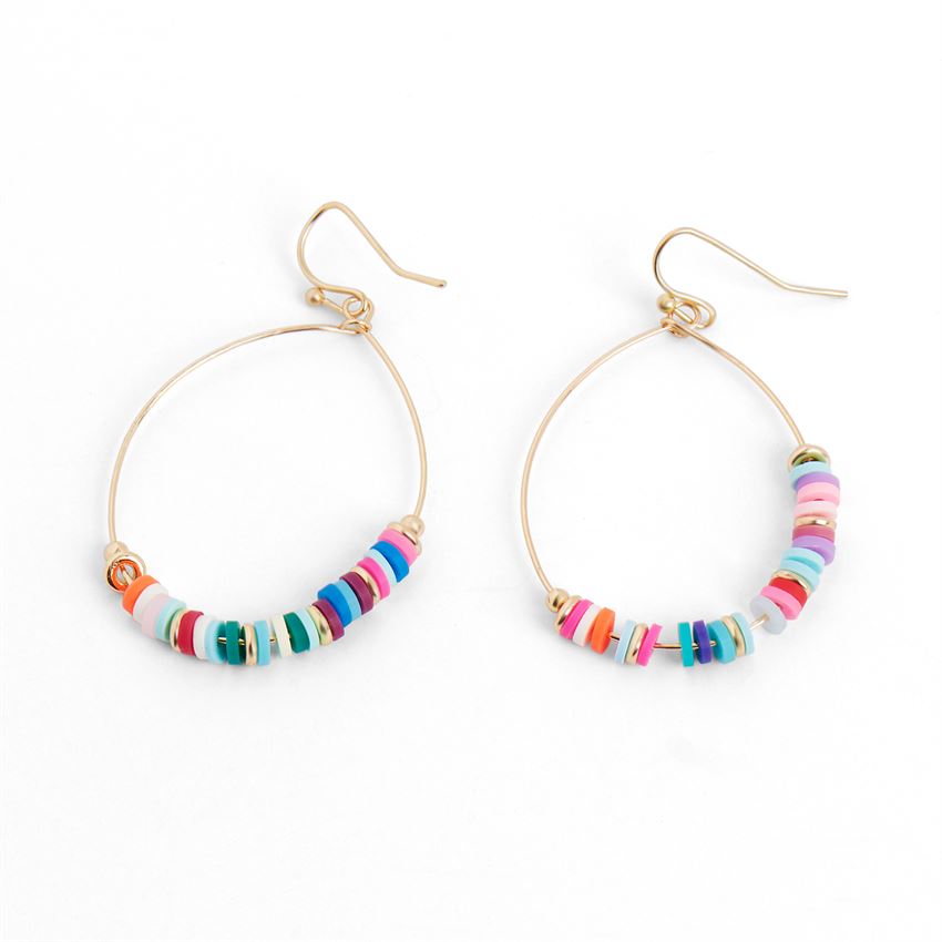 Multi Colored Heishi Hoop earrings in Gold-Authentically Radd Women's Online Boutique in Endwell, New York